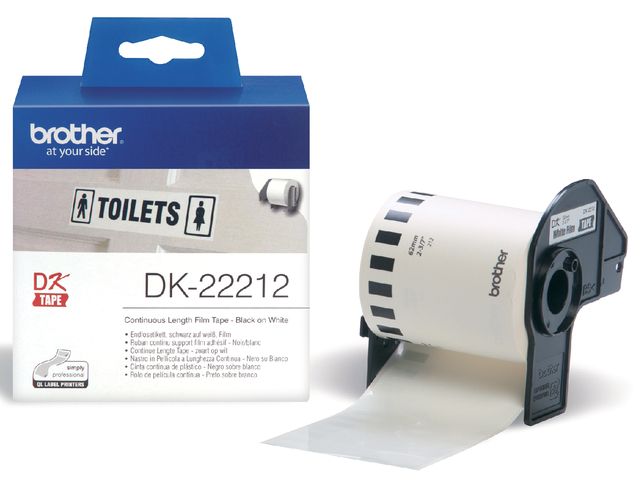 Etiket Brother DK-22212 62mm 15-meter witte film | LabelprinterEtiketten.nl