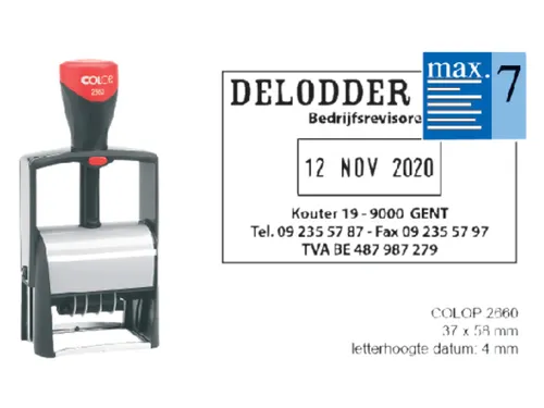Woord-datumstempel Colop 2660 +bon 36x56 7regels zwart