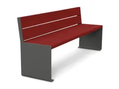 zitbank B 1200mm 3latten Mahonie hout zitting H 450mm staal grijs