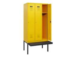 locker met bank,HxBxD 1950x900x815mm,3vak,vak B 300mm,cilinderslot