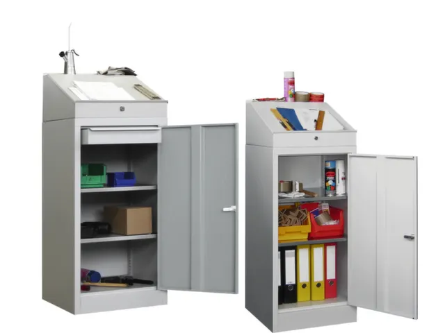 Lessenaarkast Hxbxd 1095/1270x500x500mm 2legborden Staal Ral7035