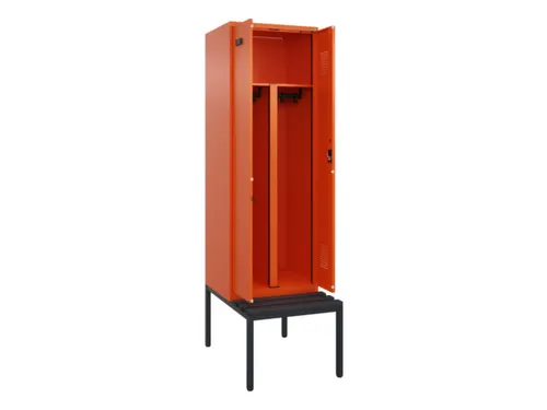 PBM-locker met bank,HxBxD 2120x600x815mm,2vak,vak B 300mm