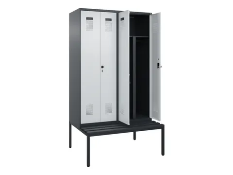 PBM-locker met bank,HxBxD 2120x1200x815mm,4vak,vak B 300mm