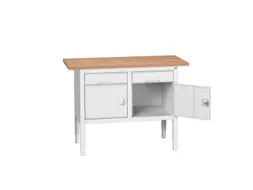 werkbank,HxBxD 830-930x1250x600mm,multiplexblad,uitrusting: 2laden