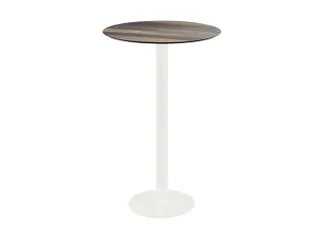 statafel,HxØ 1090x700mm,rond,schotelvoet wit,blad HPL Tropical Wood - 1
