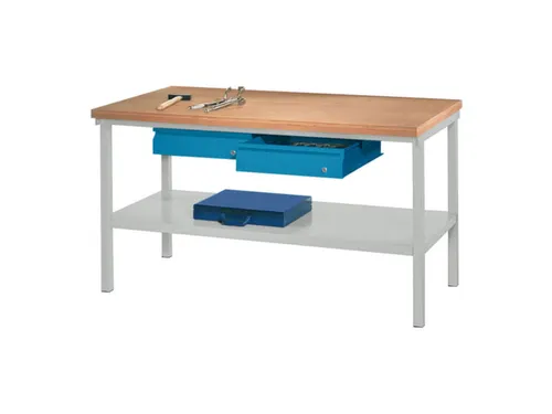 Werkbank 900x1500x700mm 2laden Frame/behuizing Ral7035 Front Ral5012
