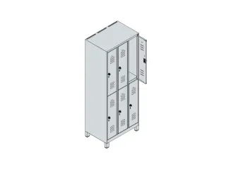 dubbeldekse locker,HxBxD 1950x750x500mm,3x2vak.,vak B 250mm - 3