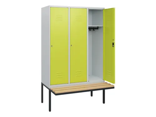locker met bank,HxBxD 1950x1200x815mm,3vak,vak B 400mm,cil.-slot