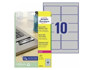 laseretiket Avery 96x50,8mm 20 vel 10 etiketten per vel zilver - 1