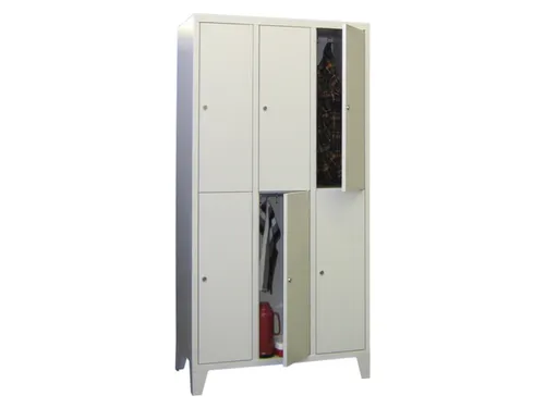 lockerkast,HxBxD 1850x1200x500mm,3x2vakken,RAL7035,front RAL6011