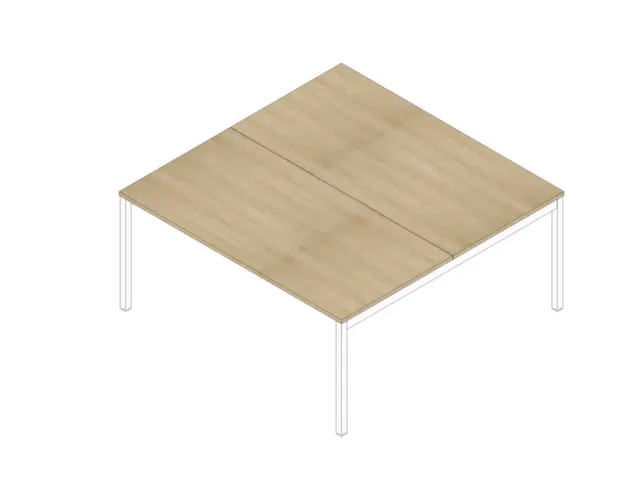 In hoogte verstelbare benchtafel,HxBxD 680-760x1600x1600mm,blad eiken