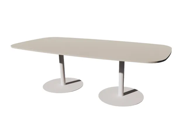 Linesto vergadertafel 240x120 deens ovaal lichtgrijs 25mm wit