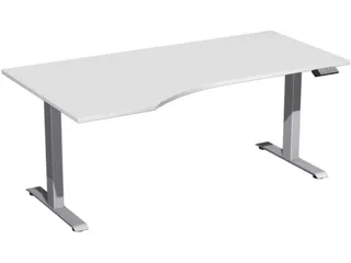 In hoogte verstelbaar bureau in vrije vorm,HxBxD 630-1280x1800x1000mm - 1