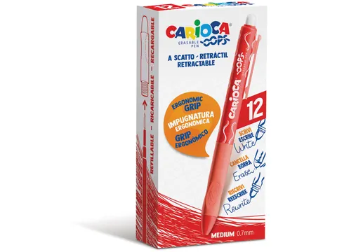 Carioca Oops Gelroller Uitwisbare inkt Doos 12 stuks Rood