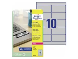 laseretiket Avery 96x50,8mm 20 vel 10 etiketten per vel zilver