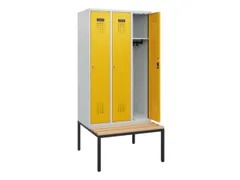 locker met bank,HxBxD 1950x900x815mm,3vak,vak B 300mm,cilinderslot