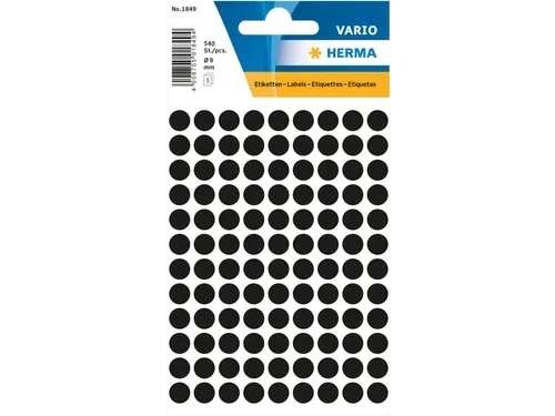 HERMA 1849 Multipurpose etiketten Rond 8mm Zwart 540 stuks