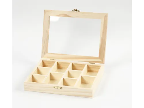 Kist Creativ Company 15.5x20.5x3.5cm Glazen deksel 10 vakken