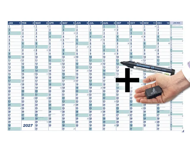 Muurplanner Kangaro 2027 NL uitwisbaar 70x100cm gratis marker/wisser