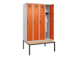 locker met bank,HxBxD 2120x1200x815mm,4vak,vak B 300mm,draaigrendel