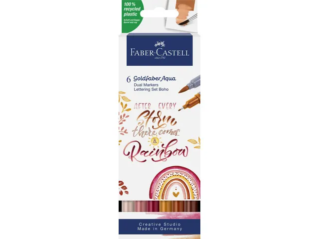 Duo aquarelmarker Faber-Castell Goldfaber etui 6 stuks BoHo letterings
