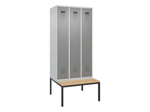 locker met bank,voor scheiding van kleding,HxBxD 2120x900x815mm,3vak
