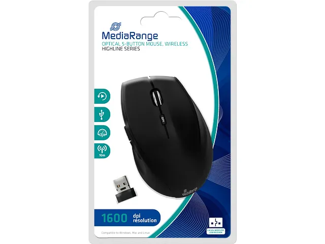 MROS208 Optische muis 5 knoppen Highline draadloos Zwart