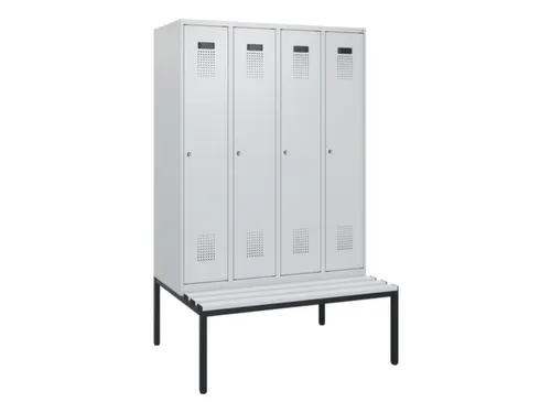 locker met bank,HxBxD 1950x1200x815mm,4vak,vak B 300mm,cilinderslot