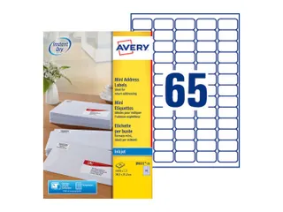 Etiket Avery J8651-25 38.1x21.2mm Inkjet wit 1625 stuks - 1