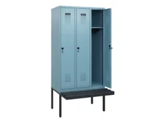 locker met bank,HxBxD 1950x900x815mm,3vak,vak B 300mm,draaigrendel