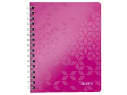 Notitieboek Leitz WOW A5 spiraal PP lijn roze