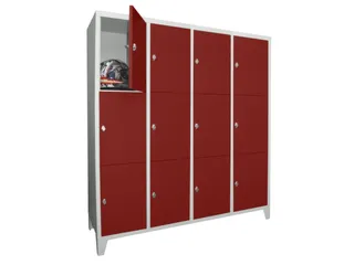 lockerkast,HxBxD 1850x1600x500mm,4x3vakken,RAL7035,front RAL3000 - 2