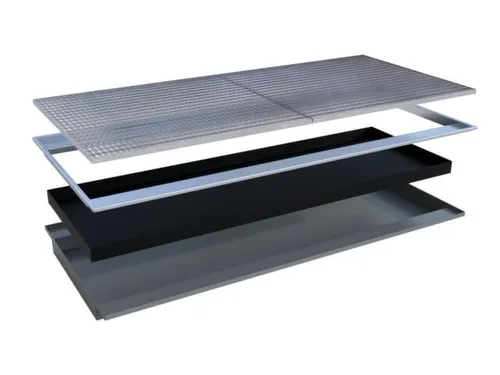 ophangbak,opvangvol. 200l,HxBxD 135x2665x1265/915mm,m. PE-element