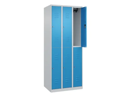 dubbeldekse locker,HxBxD 1850x750x500mm,3x2vak.,vak B 250mm,cil.-slot