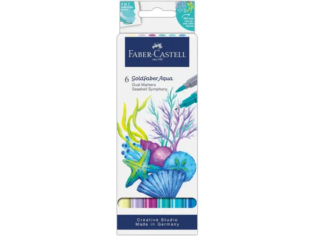 Duo aquarelmarker Faber-Castell Goldfaber kartonetui 6 stuks Seashells