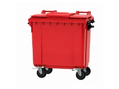 Container 770 liter vlak deksel Rood