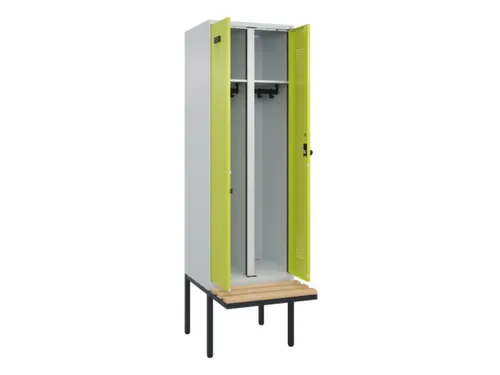 locker met bank,voor scheiding van kleding,HxBxD 2120x600x815mm,2vak