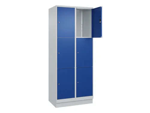 lockerkast,HxBxD 1950x800x500mm,2x3vakken,vak B 400mm,cil.-slot,sokkel