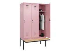 locker met bank,HxBxD 2120x1200x815mm,3vak,vak B 400mm,draaigrendel