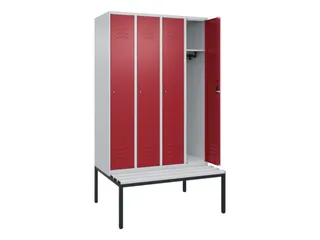 locker met bank,HxBxD 2120x1200x815mm,4vak,vak B 300mm,cil.-slot - 2