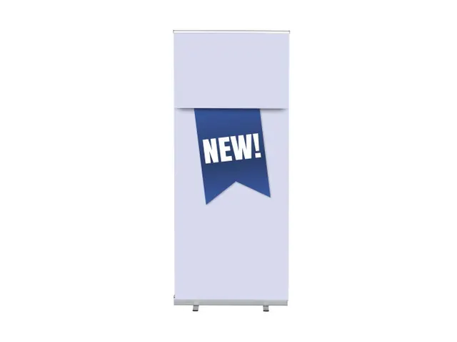 Roll-Banner 85x200 complete set met print "NEW" Blauw
