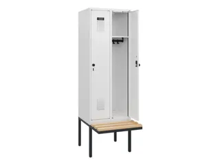 locker met bank,HxBxD 1950x600x815mm,2vak,vak B 300mm,draaigrendel - 1