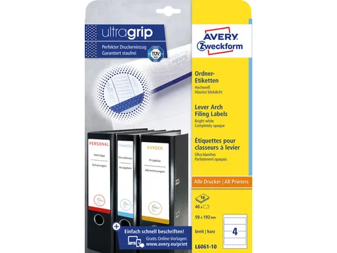 Ordnerrugetiket Zweckform 59x192mm wit perm. 40 etik. 10 vel