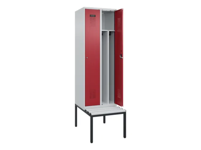 locker met bank,voor scheiding van kleding,HxBxD 2120x600x815mm,2vak