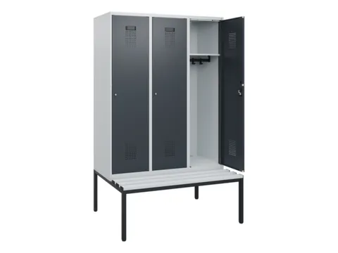 locker met bank,HxBxD 1950x1200x815mm,3vak,vak B 400mm,cilinderslot
