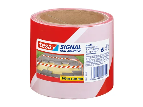 Waarschuwings- en markeerlint tesa Signal 100mx80mm rood-wit