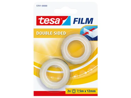 Plakband Tesa 57911 dubbelzijdig 12mmx7.5m 2 rollen