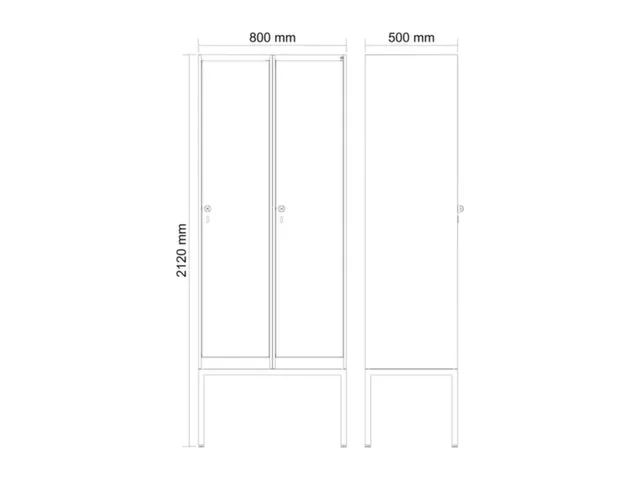 locker,HxBxD 2120x800x500mm,2vak,vak B 400mm,cil.-slot,voetonderstel