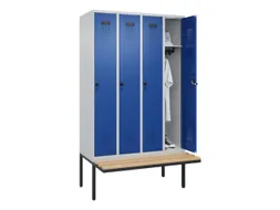 locker met bank,HxBxD 2120x1200x815mm,4vak,vak B 300mm,draaigrendel