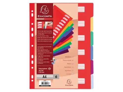 Tabbladen Exacompta A4 11-Gaats 6-Delig Assorti Pp
